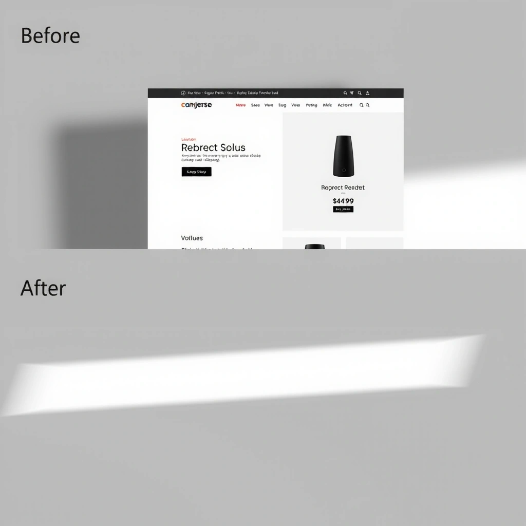 Before and after comparison of RetailMax website redesign