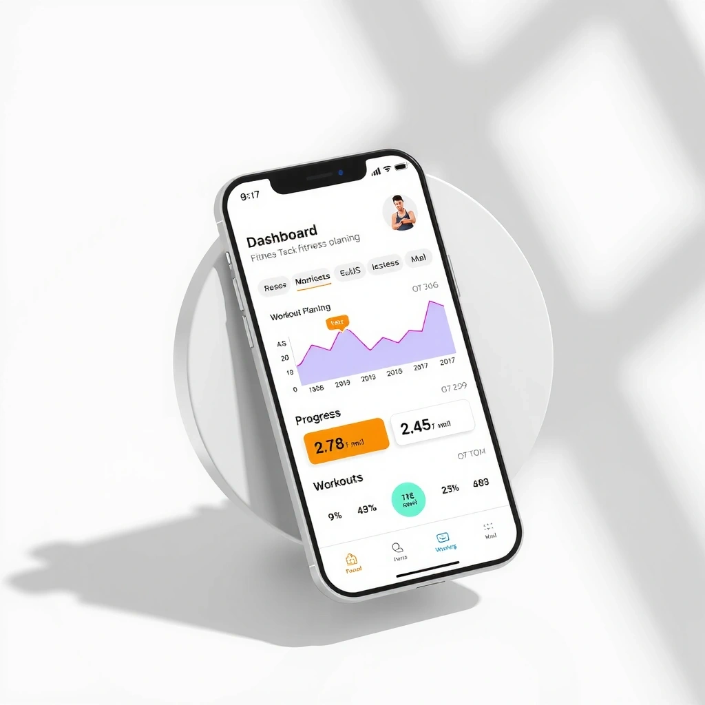FitTracker mobile app interface showing fitness tracking and social features
